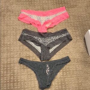 Victoria's Secret Lace Panties Set - Pink, Gray, and Black
